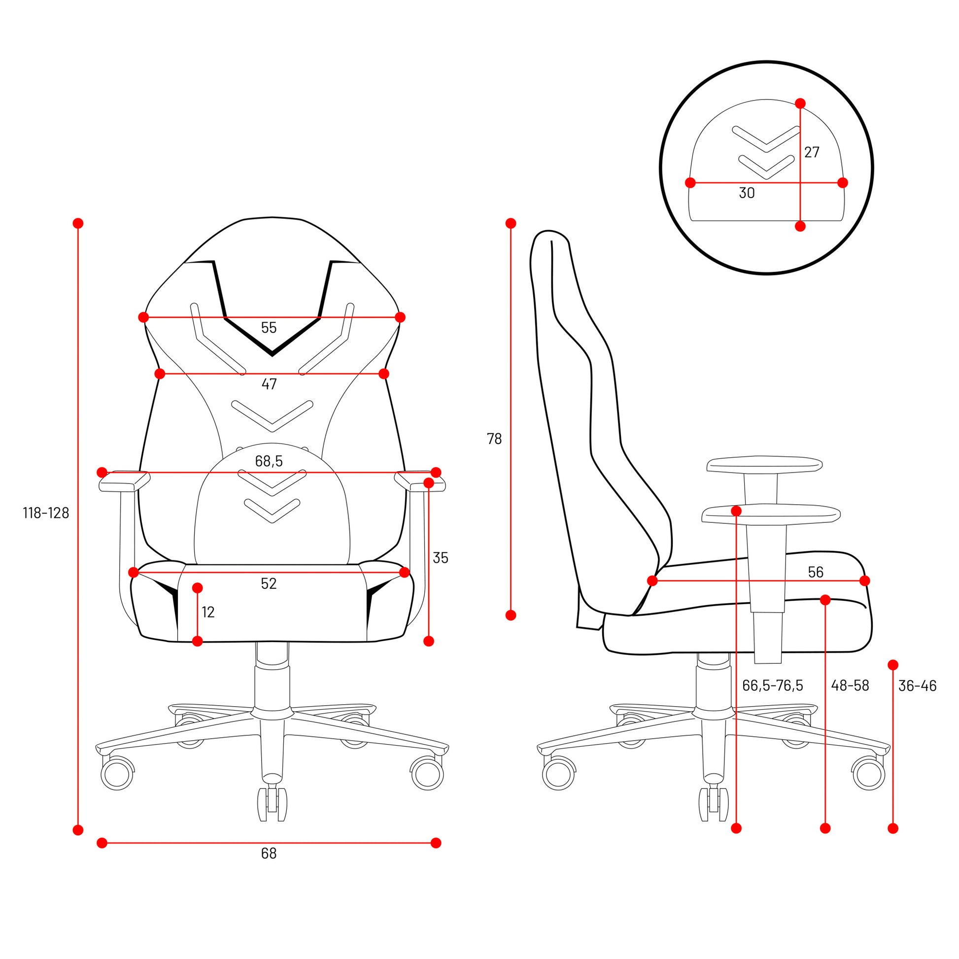 Krēsls X - Ga 118-128/68/52 cm zils/melns - N1 Home