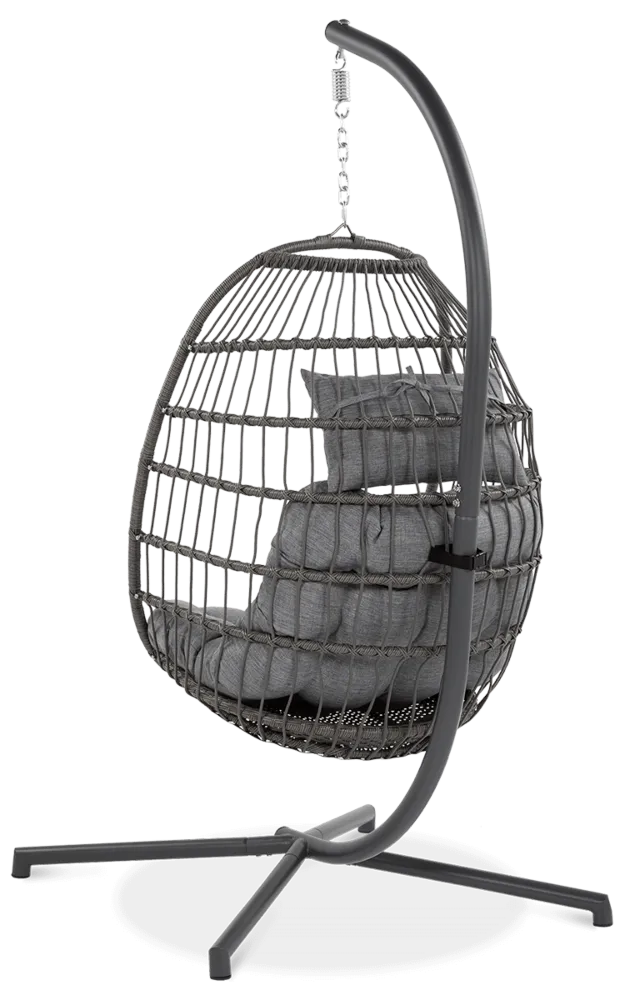 Kokona piekaramais krēsls Harmo  84/187/66 cm pelēks - N1 Home