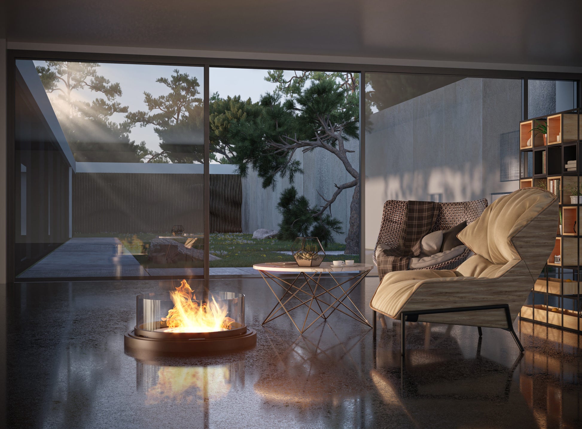 Biokamīns Inrond 80/200 cm melns - N1 Home