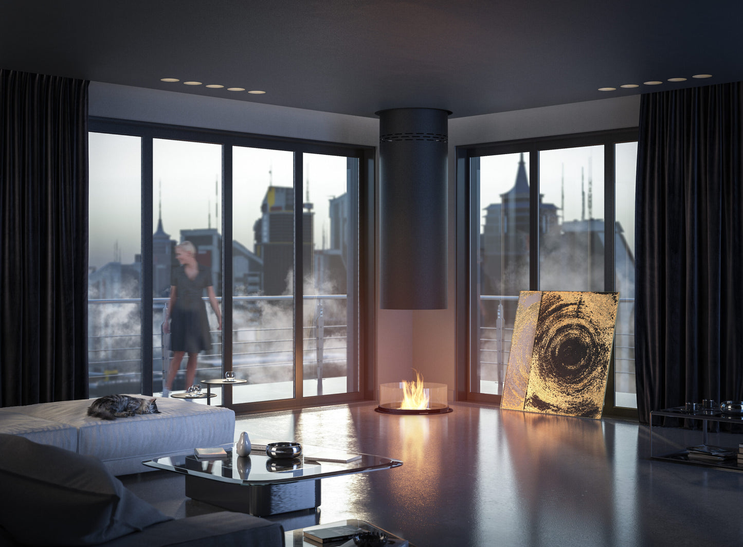 Biokamīns Inrond 80/200 cm melns - N1 Home