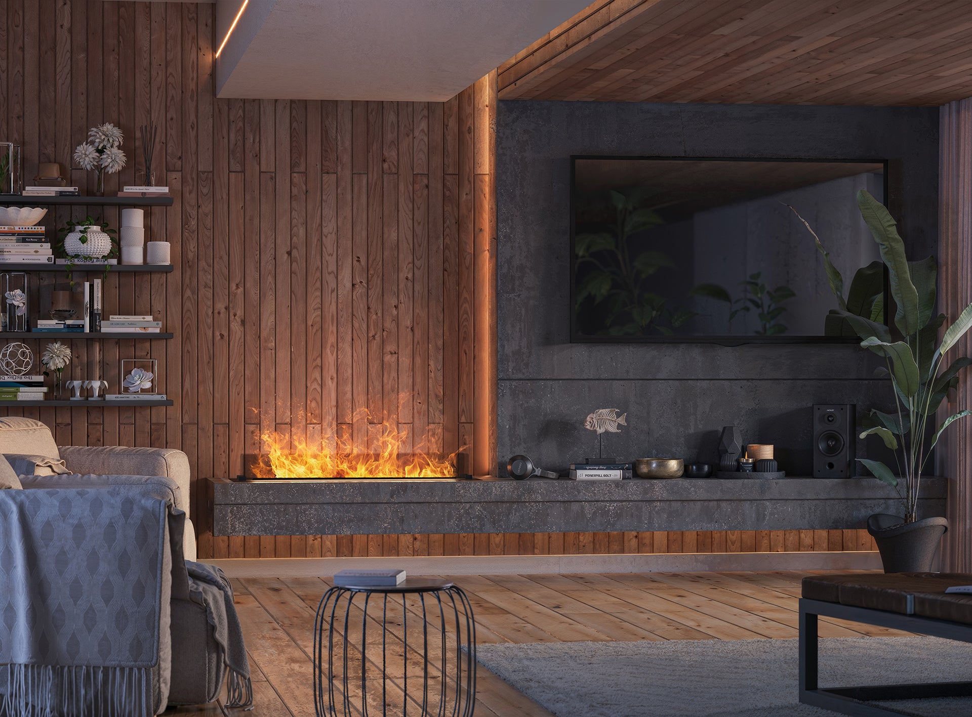 Elektriskais kamīns Infir 120/40/20 cm melns - N1 Home