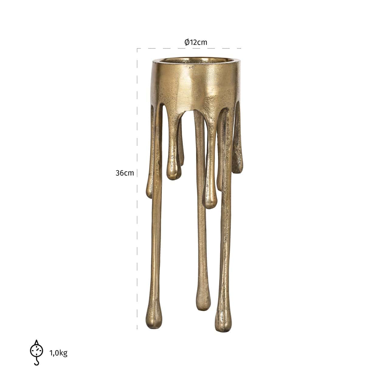 Svečturis Lorin L Richmond Interiors 36/12/12 cm brushed gold - N1 Home
