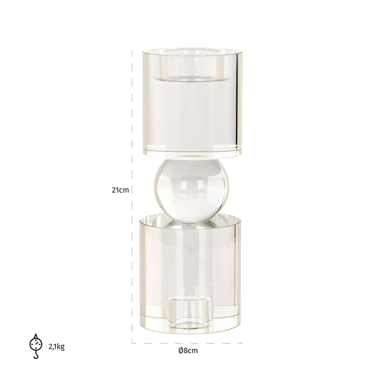 Svečturis Zahra Richmond Interiors 21/8/8 cm Kristāls - N1 Home