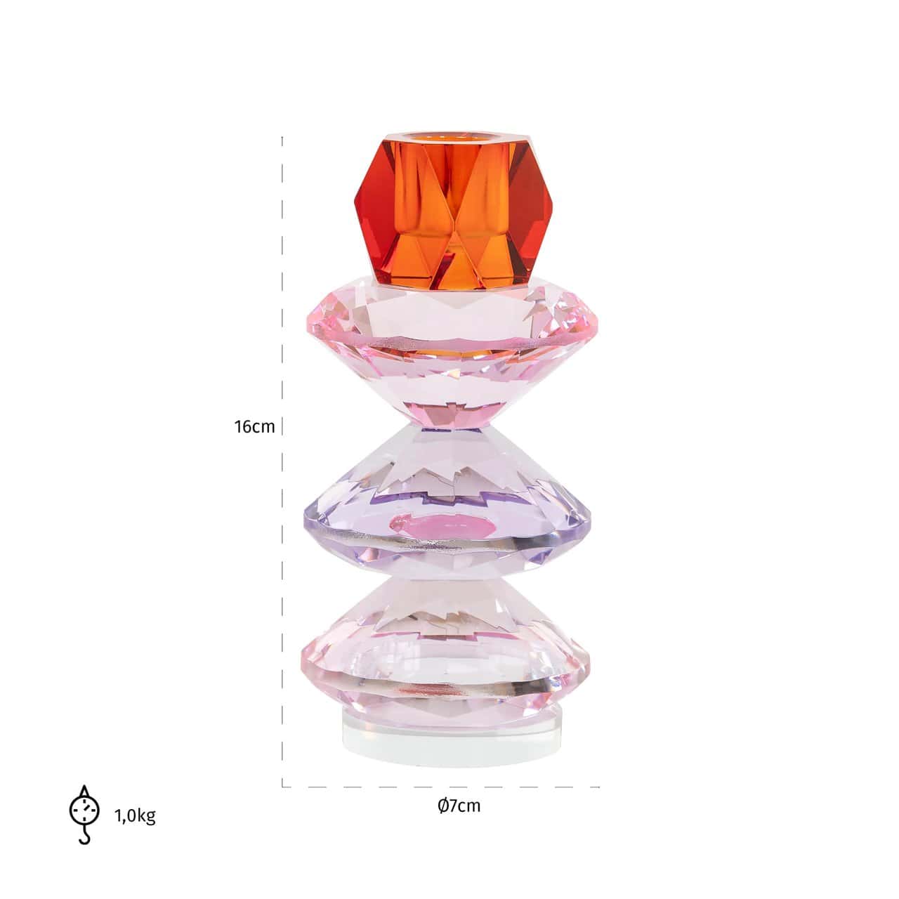 Svečturis Yalena L Richmond Interiors 16/7/7 cm rozā - N1 Home
