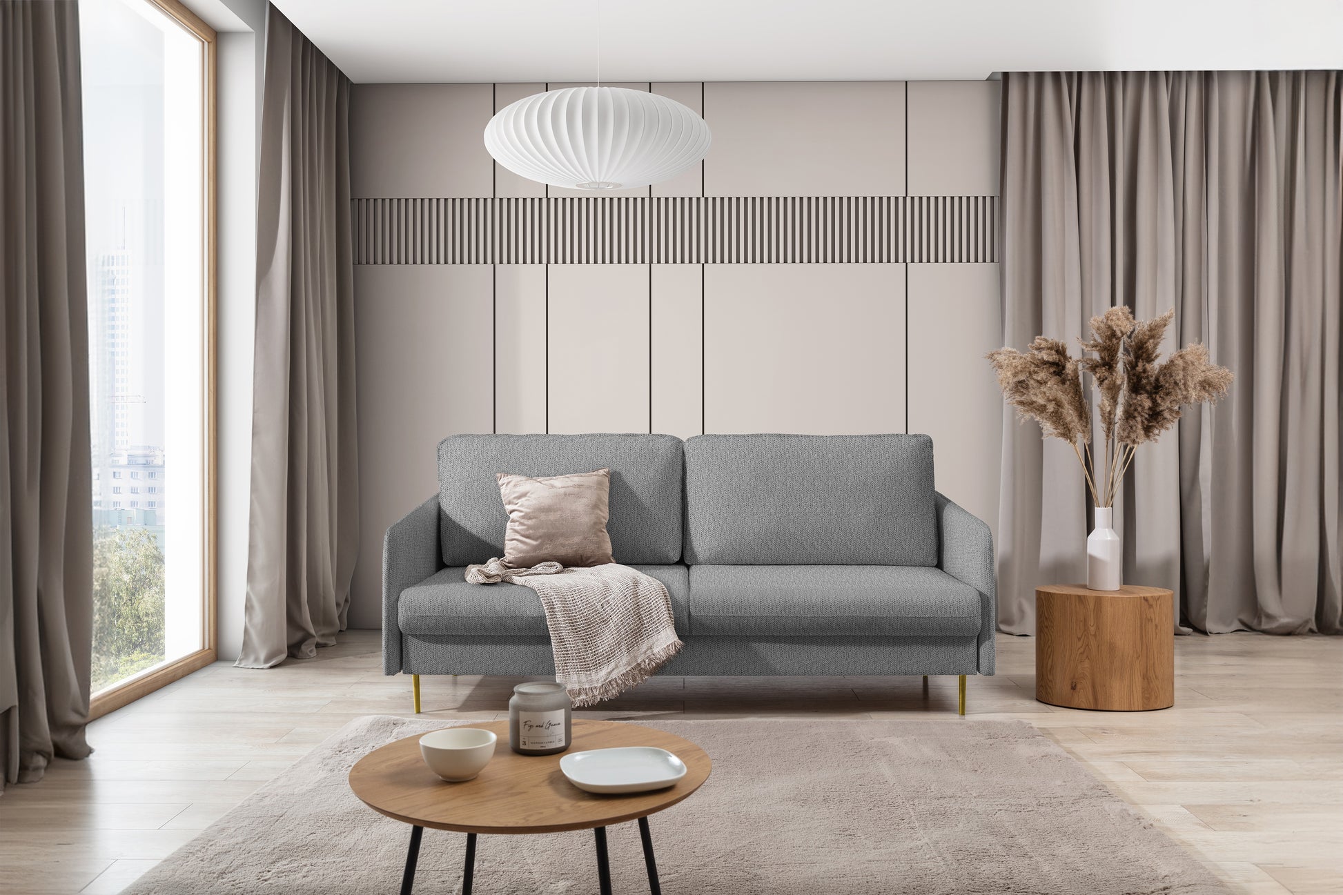 Dīvāns Tai 207/95/98 cm Gemma 86/zelts kājas - N1 Home