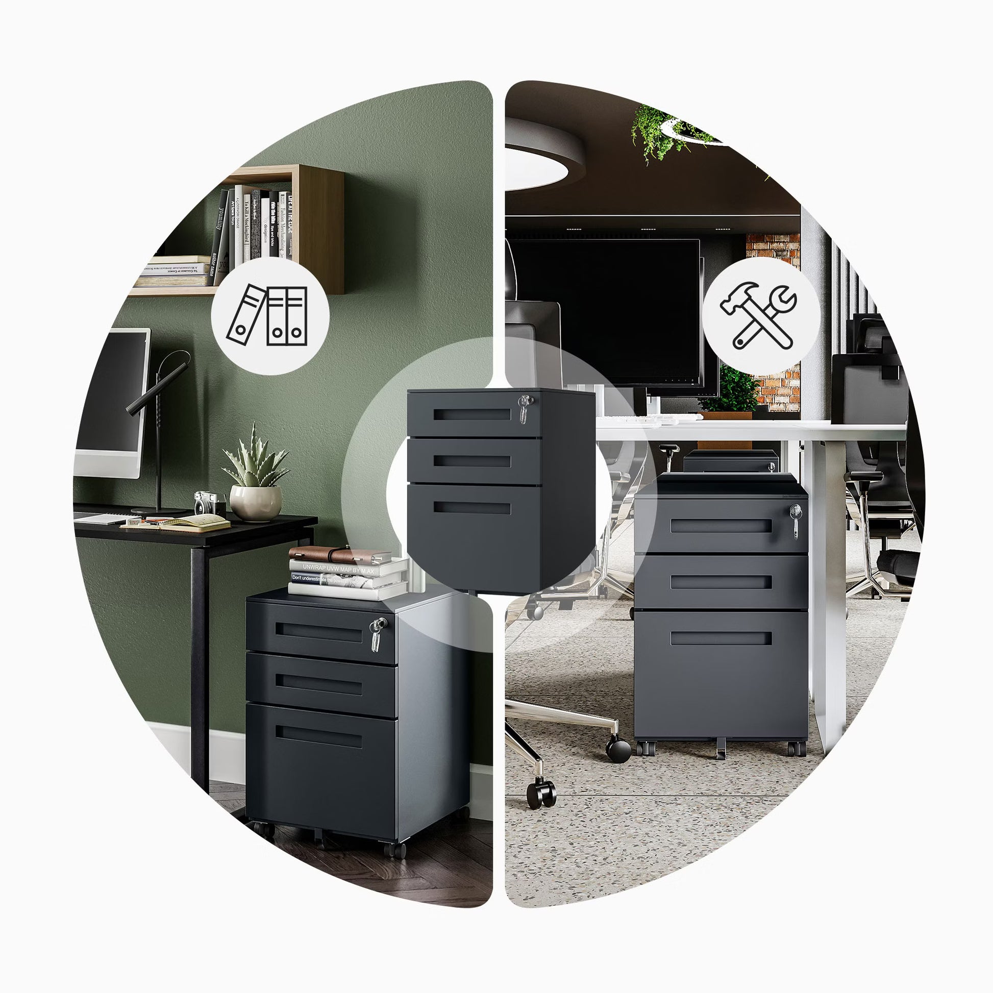 Konteiners zem rakstāmgalda Kates 39/60/50 cm antracīts - N1 Home