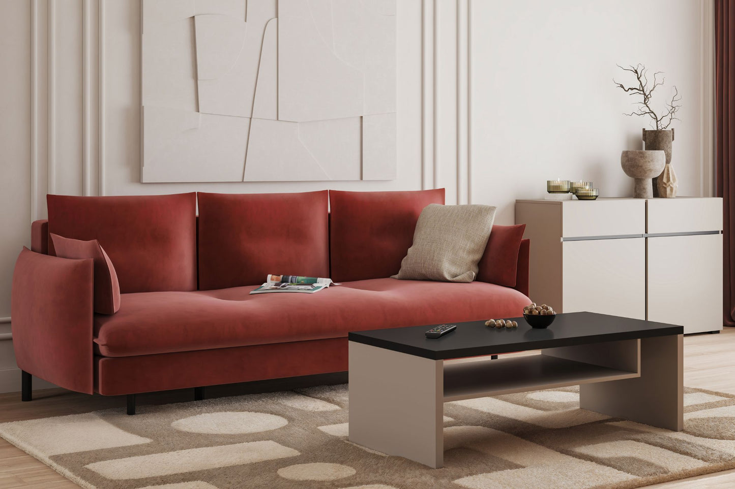 Kumode Krosit kolekcija 225/78/40 cm congo/melns - N1 Home