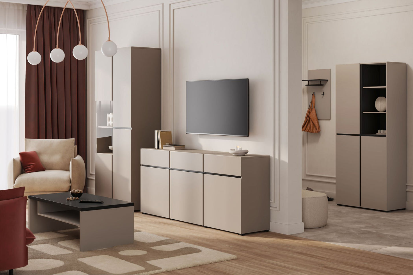 Kumode Krosit kolekcija 225/78/40 cm congo/melns - N1 Home