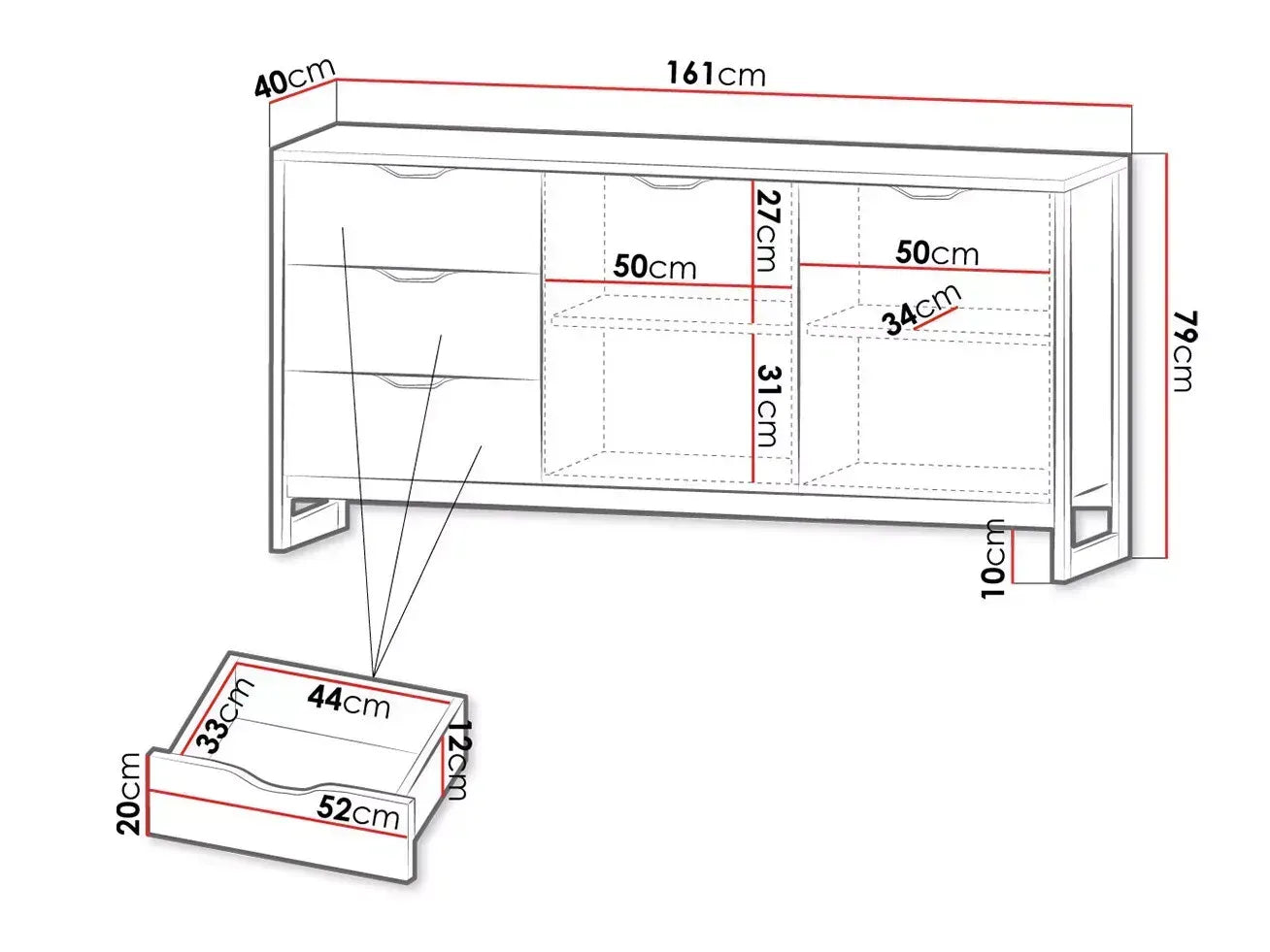 Kumode Ardi 161/78,6/39,6 cm ozols, smilšu krāsas, grunge/matera - N1 Home