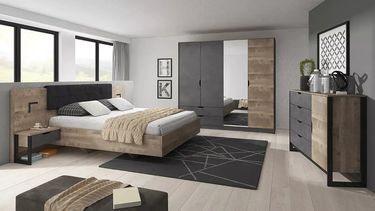 Kumode Ardi 161/78,6/39,6 cm ozols, smilšu krāsas, grunge/matera - N1 Home