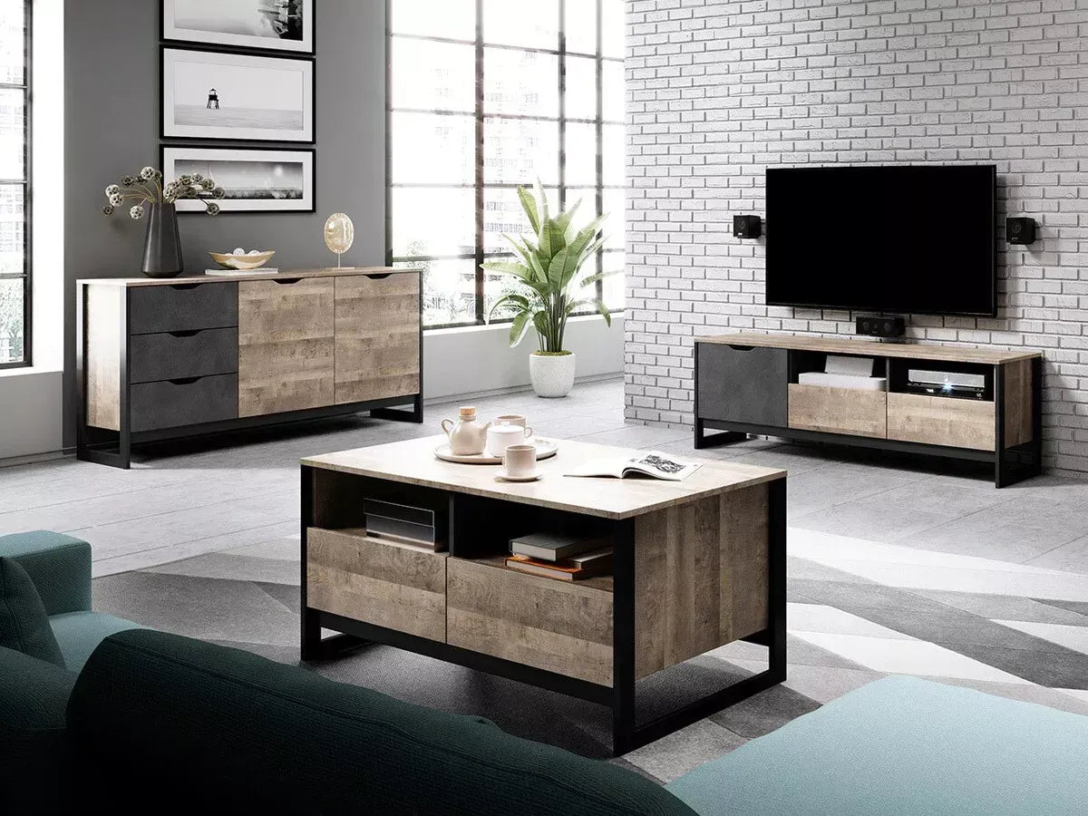 Kafijas galdiņš Ardi 108,6/53/61,4 cm ozols, smilšu krāsas, grunge/matera - N1 Home