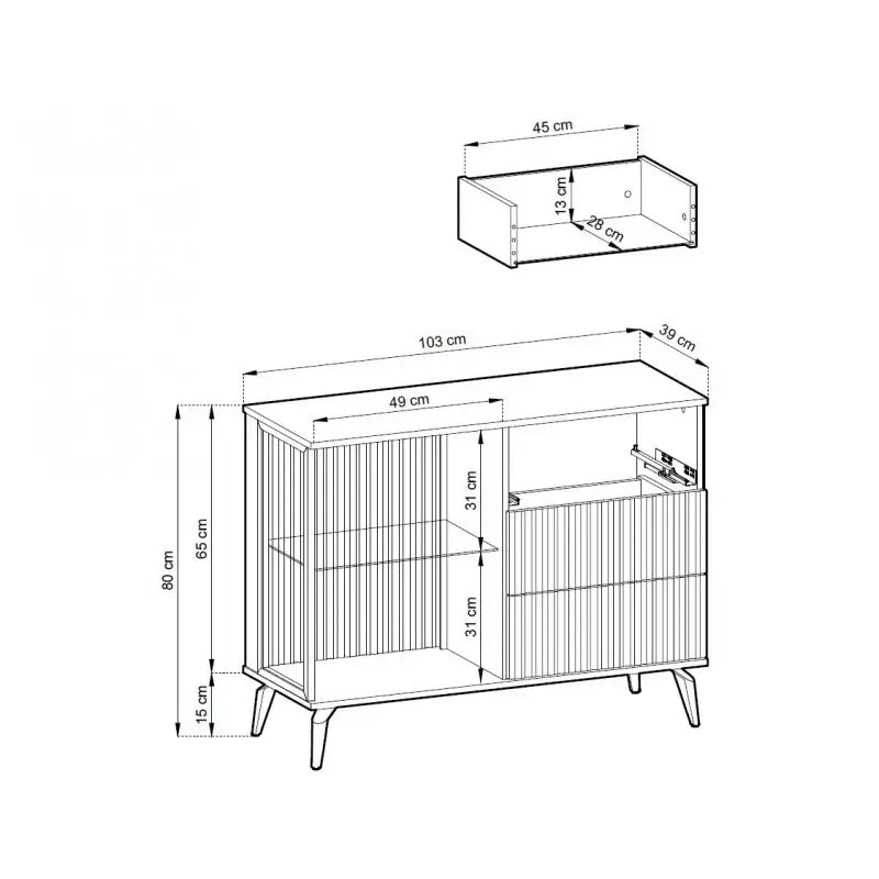 Kumode Vic 103/39/80 cm kašmirs/rieksts - N1 Home