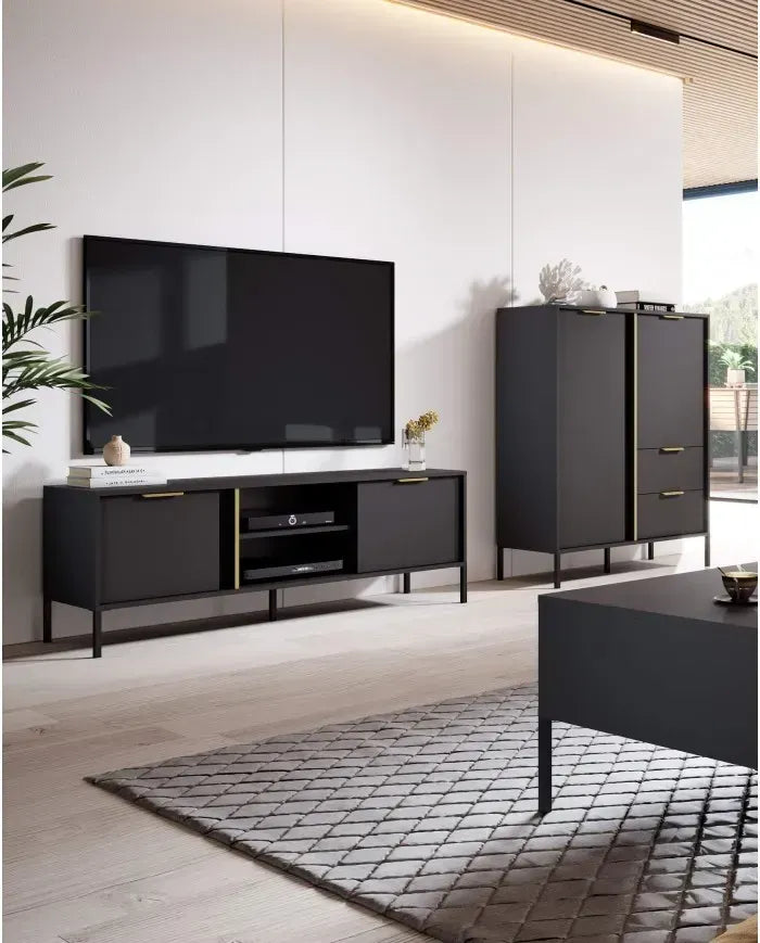 Kumode Larsi 153/81/39 cm melns - N1 Home