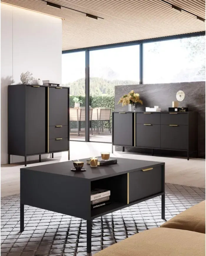 Kumode Larsi 202/81/39 cm melns - N1 Home