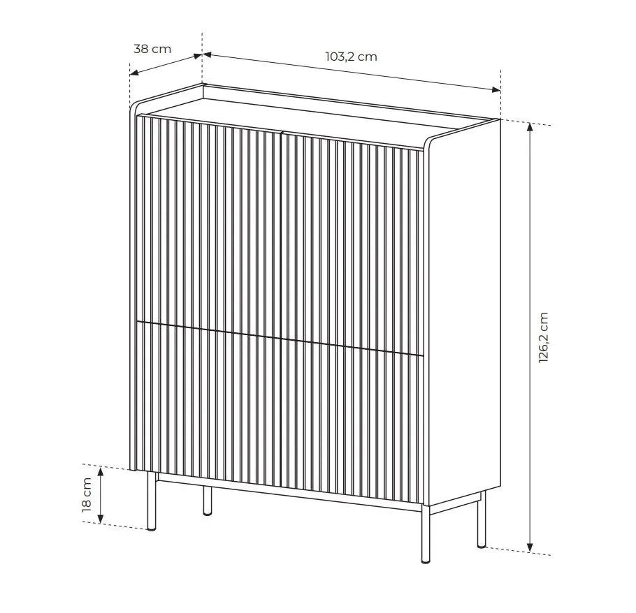Kumode Leve 103/126/38 cm bēšš/skandi ozols - N1 Home