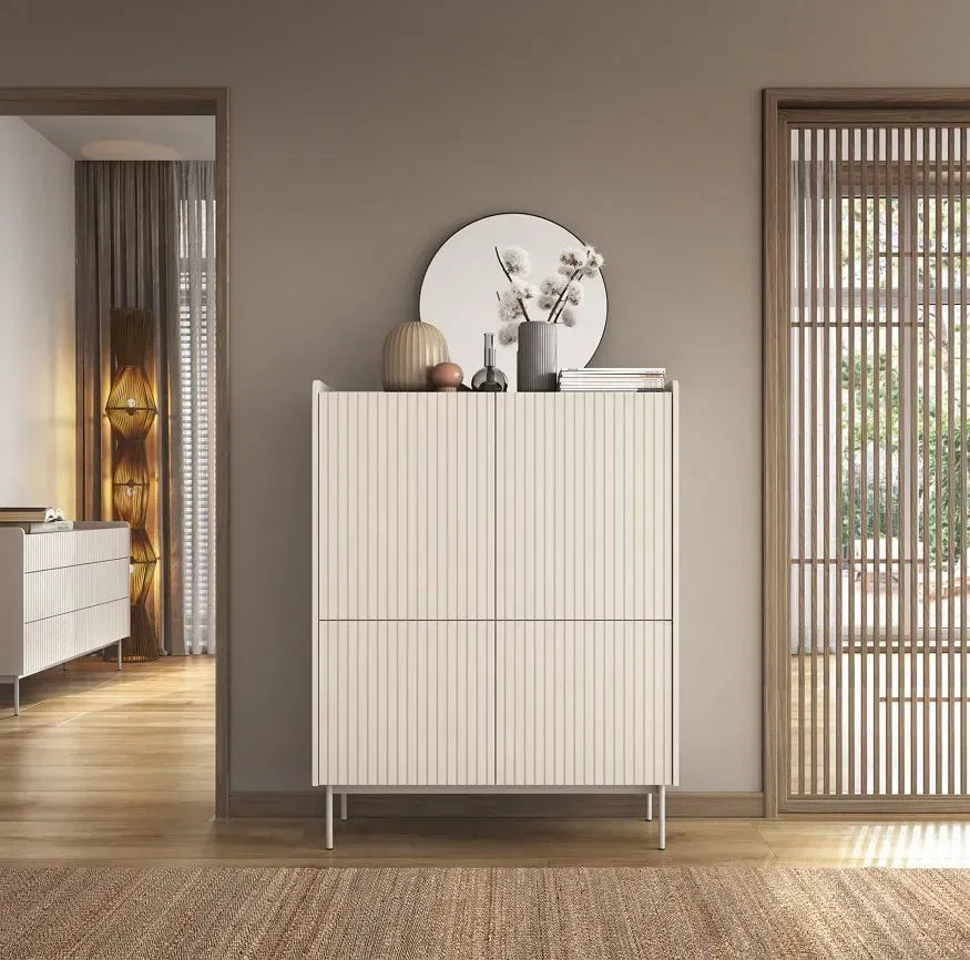 Kumode Leve 103/126/38 cm bēšš/skandi ozols - N1 Home