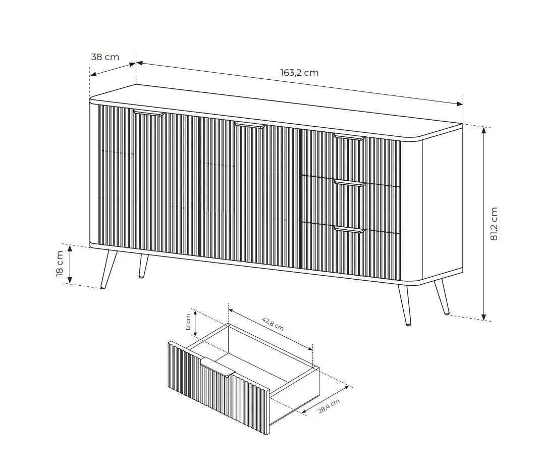 Kumode Lanti 163/81/38 cm bēšs - N1 Home