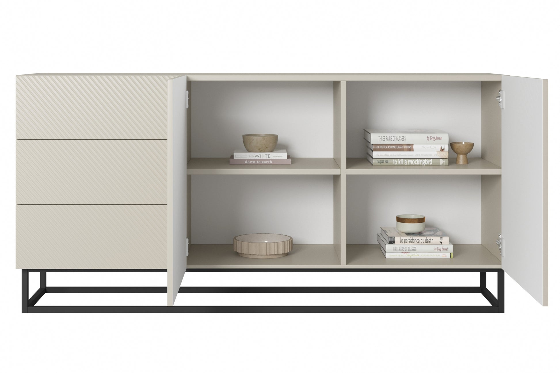 OSLO kumode un metāla kājas 167/81/43 cm kašmirs/melns - N1 Home