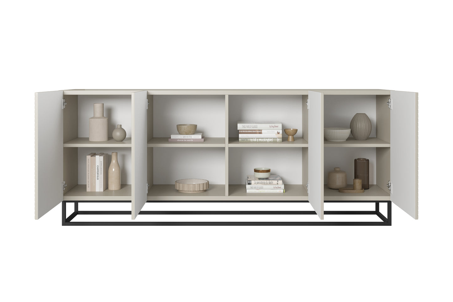 OSLO kumode ar metāla kājām 200/81/43 cm melns/kašmirs - N1 Home