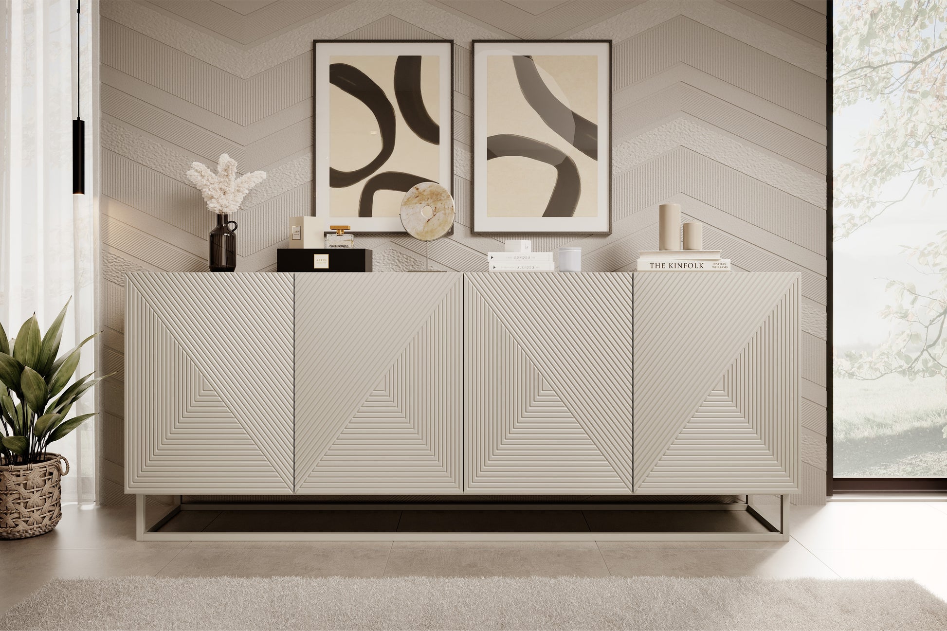 OSLO kumode ar metāla kājām 200/81/43 cm kašmirs/kašmirs - N1 Home