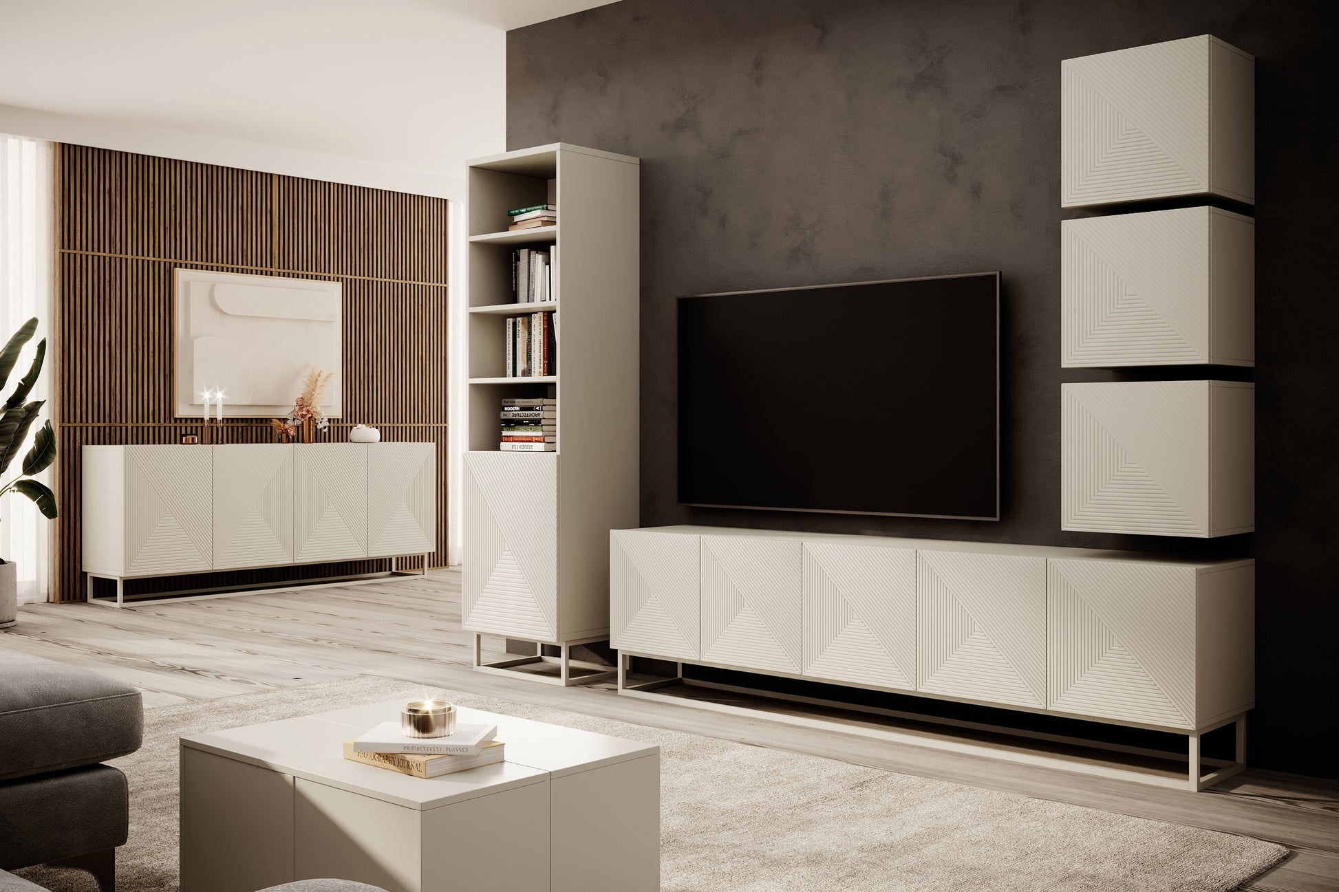 OSLO kumode ar metāla kājām 200/81/43 cm kašmirs/kašmirs - N1 Home