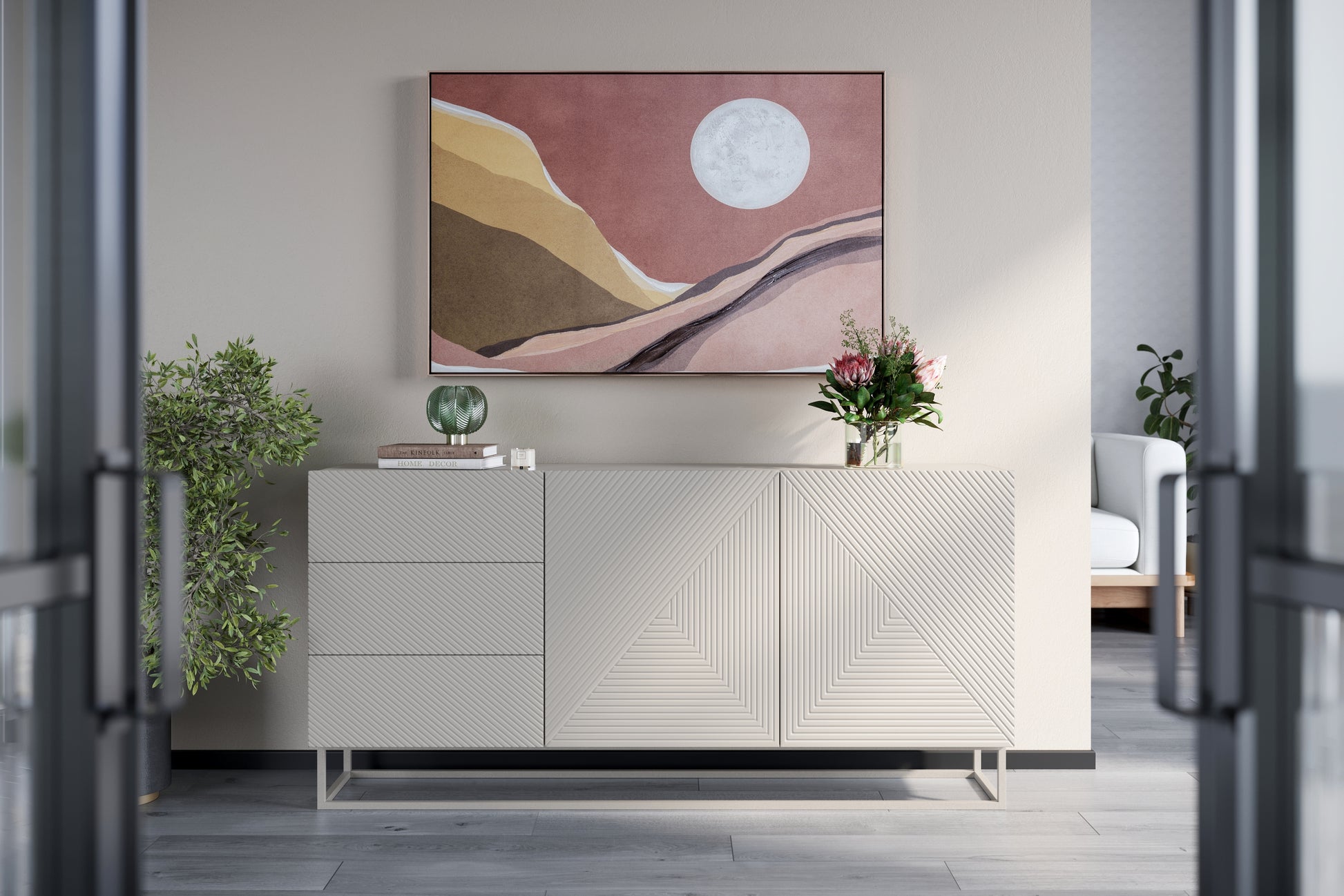 OSLO kumode un metāla kājas 167/81/43 cm kašmirs/kašmirs - N1 Home