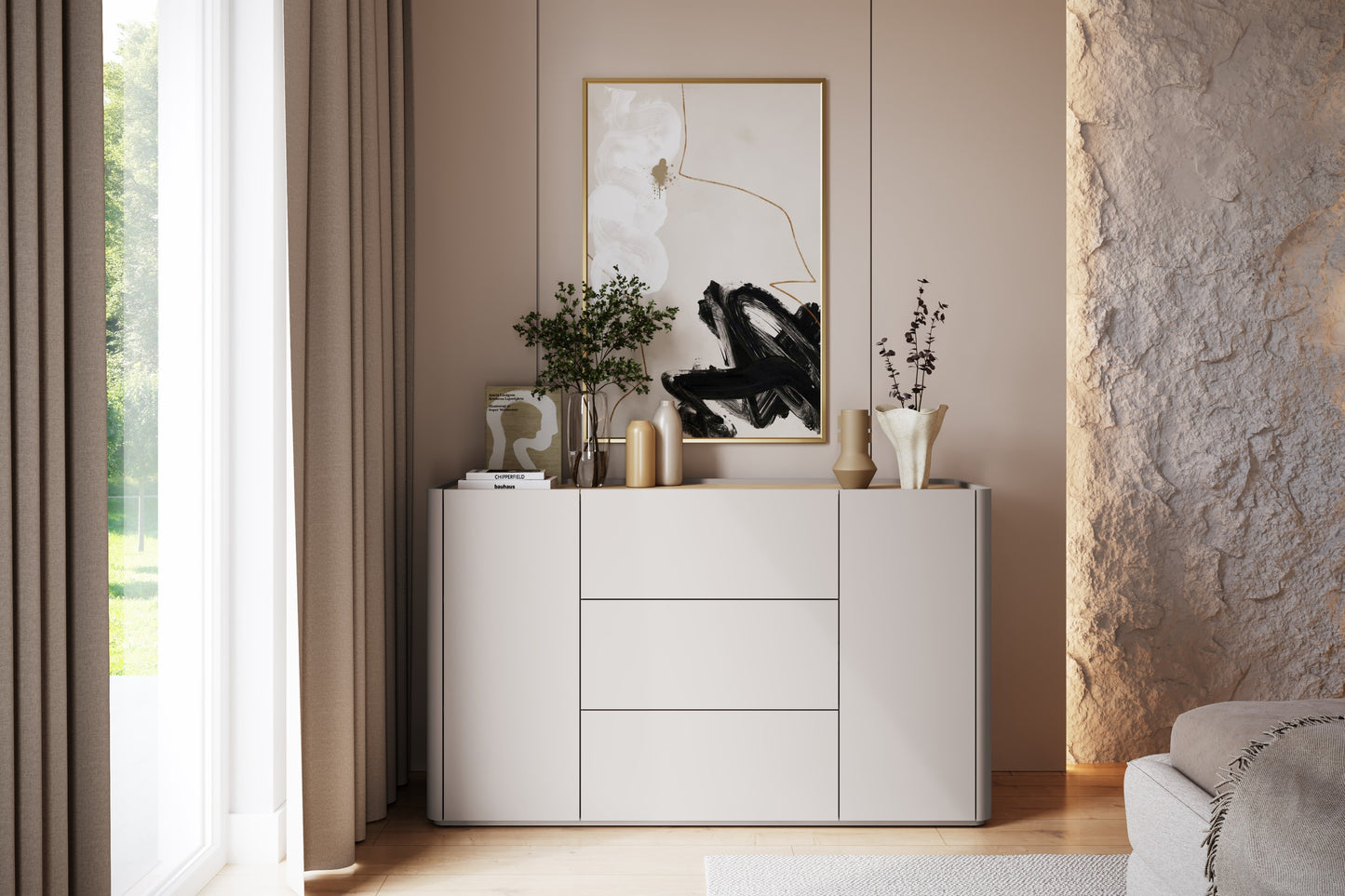 Kumode Elva 150/89.5/48 cm Kašmirs / Eļļots ozols - N1 Home