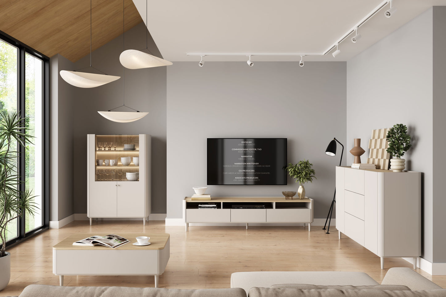 Kumode Elva 150/102/48 cm Kašmirs / Eļļots ozols - N1 Home