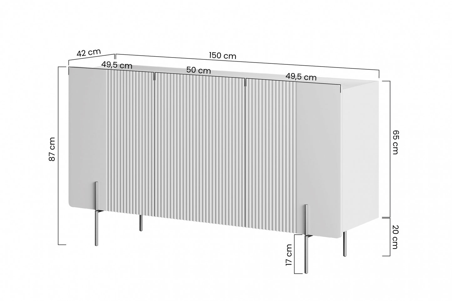 Kumode Dersi 150/87/42 cm kašmirs/melns - N1 Home