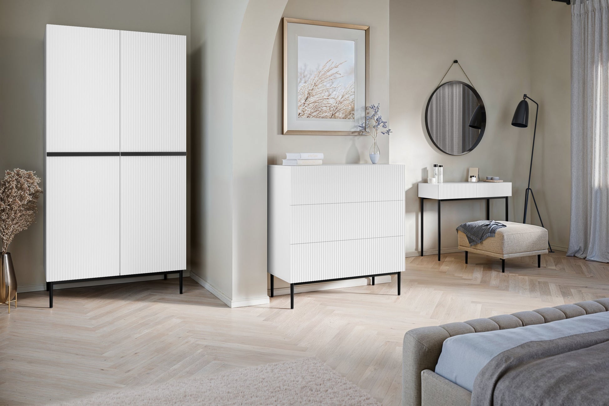 Kumode Austin 100/105/45 cm balts/melns - N1 Home