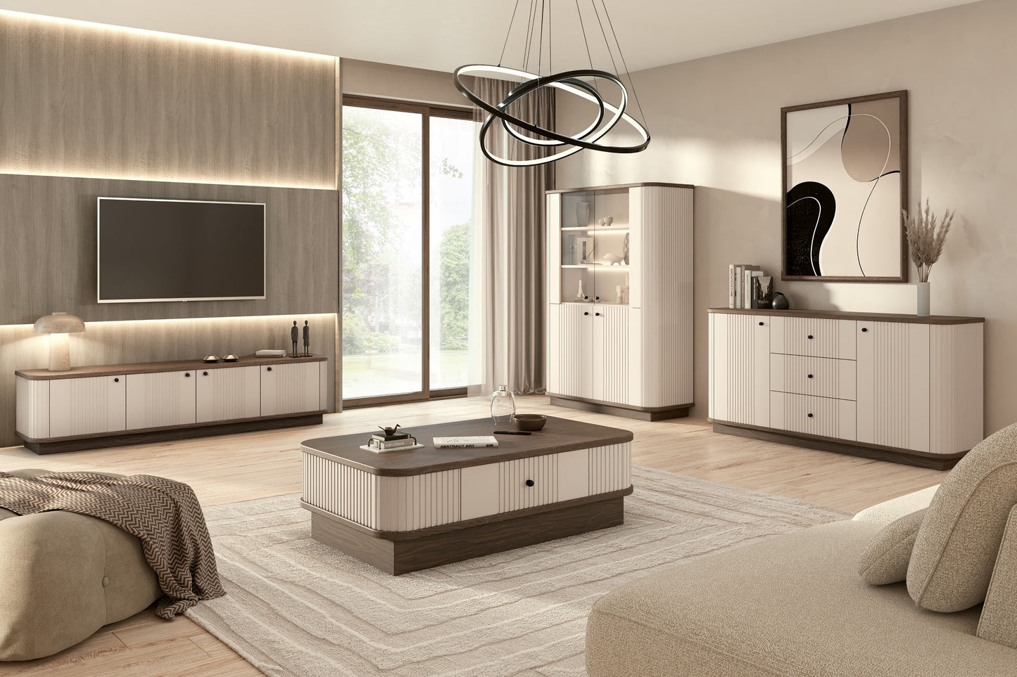 Kumode Vespa 160/77/38/ cm kašmirs/rieksts/melns - N1 Home