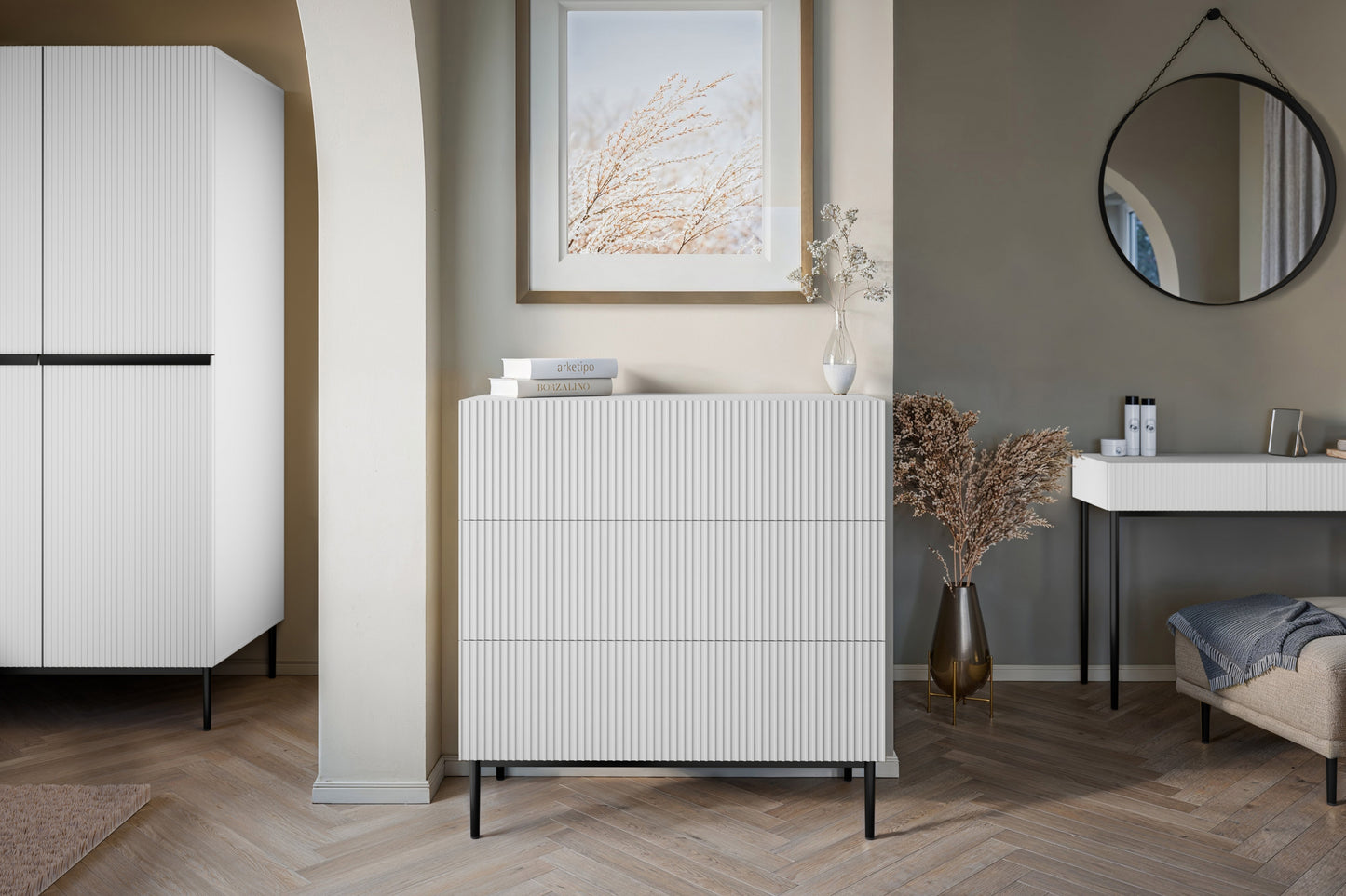 Kumode Austin 100/105/45 cm balts/melns - N1 Home