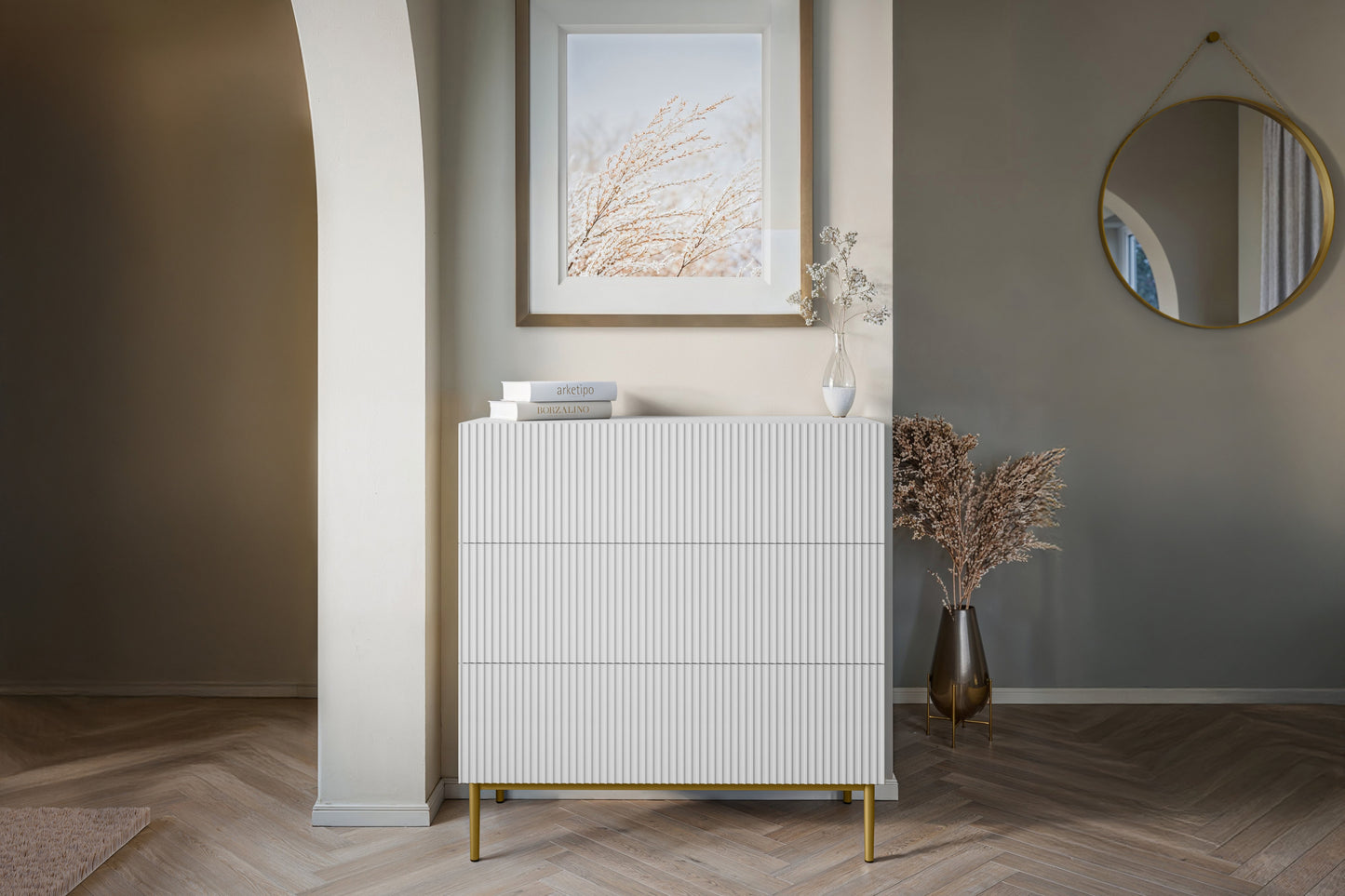 Kumode Austin 100/105/45 cm balts/zelts - N1 Home