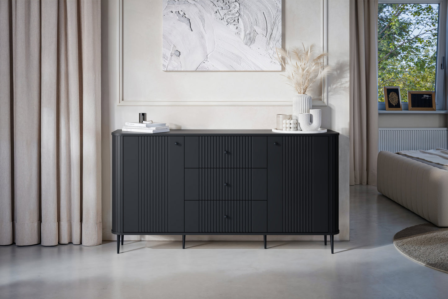 Kumode Vespa 160/85/38 cm melns/melns - N1 Home