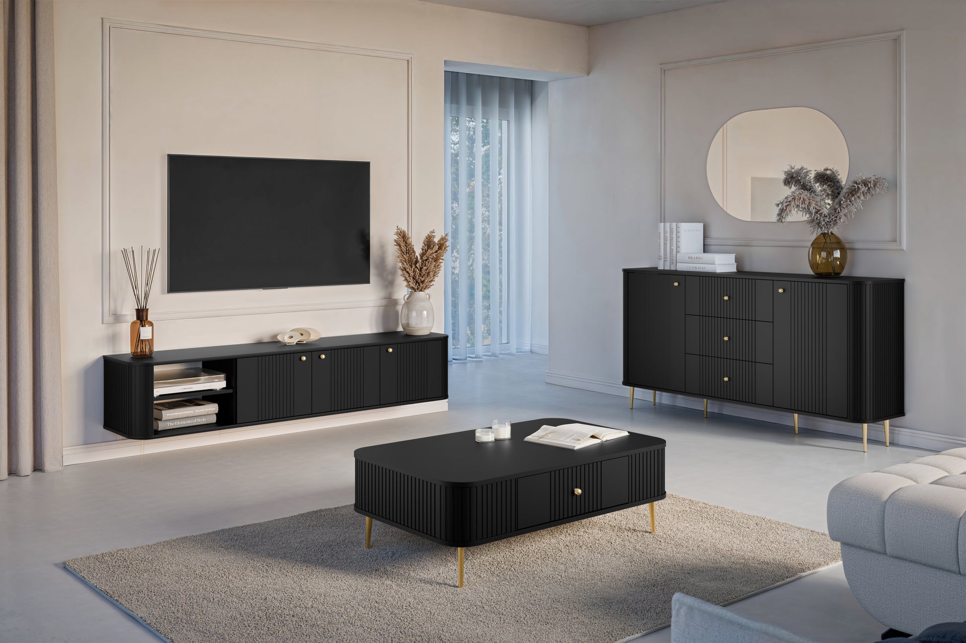 Kumode Vespa 160/85/38 cm melns/zelts - N1 Home