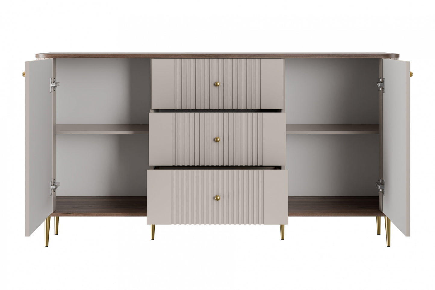 Kumode Vespa 160/85/38 cm kašmirs/rieksts/zelts - N1 Home