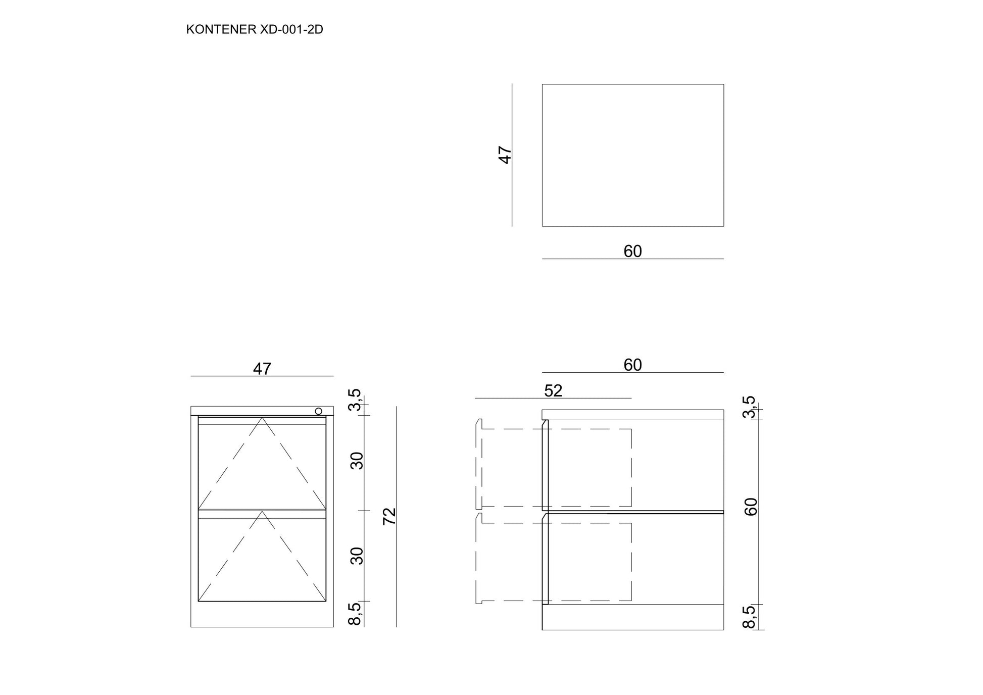 Biroja kumode RUDS S 72/47/60 cm pelēks - N1 Home