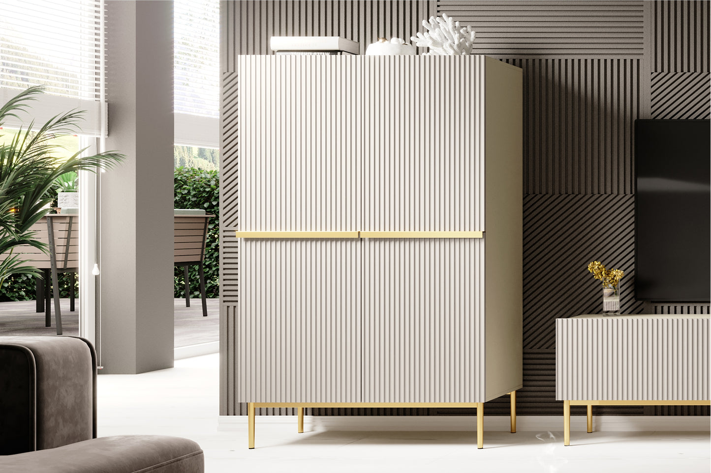 Kumode Austin 100/160/45 cm kašmirs/zelts - N1 Home