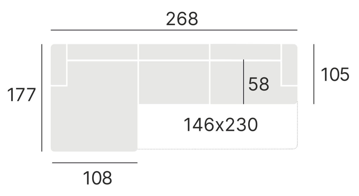 Dīvāns Lava 268/93/58 cm Toronto 13 - N1 Home