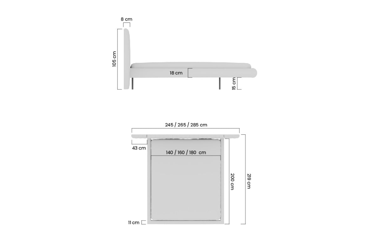 Gulta Galo 140;160;180/200 cm melns - N1 Home