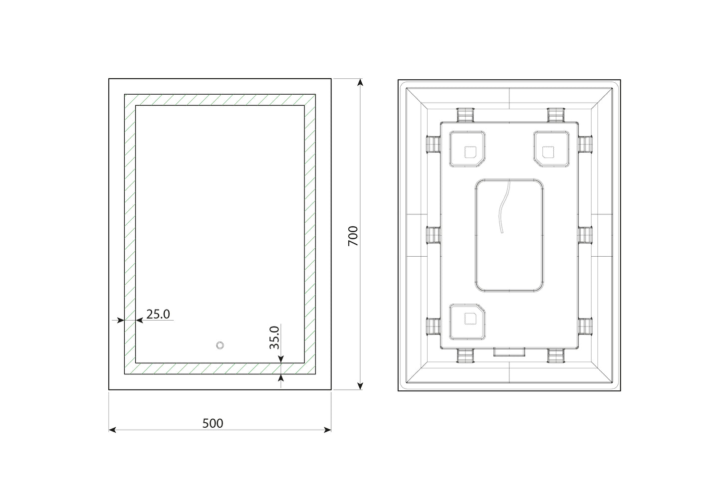 Spogulis Fokas Plus 50/70 cm