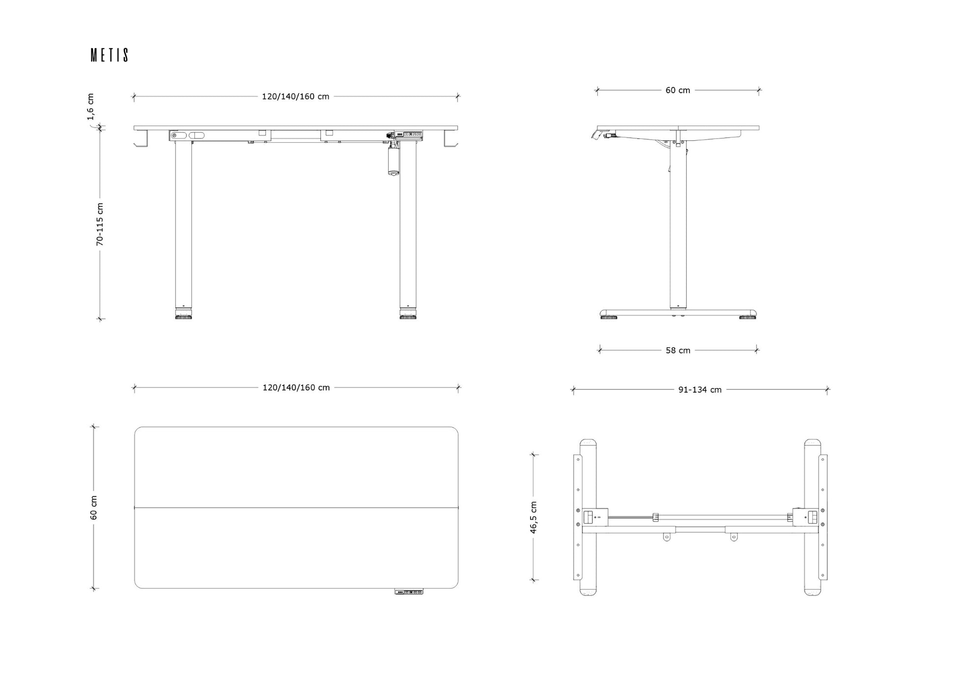 Galds Meti 140;160/70 cm melns - N1 Home