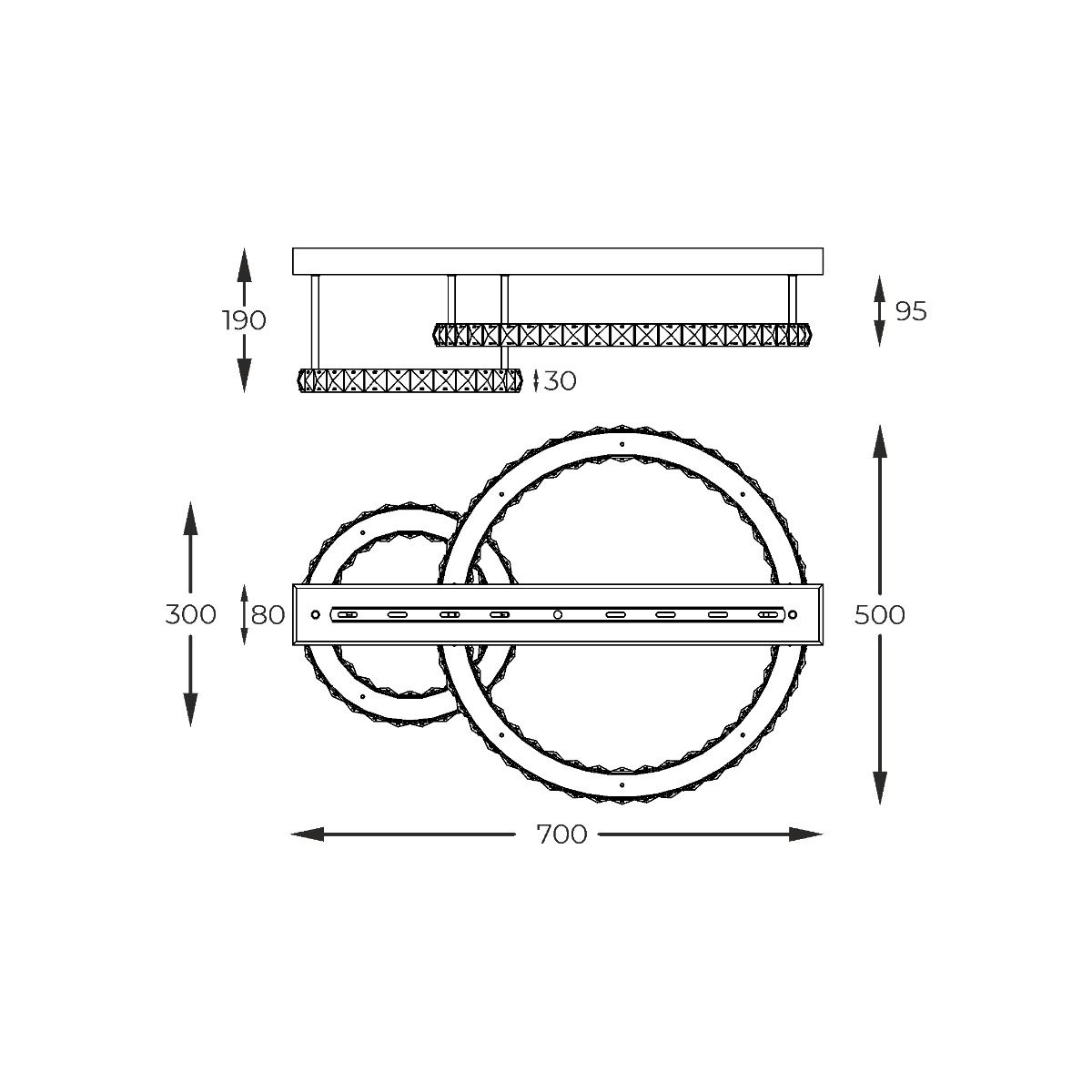 Piekaram lampa Graff 70/19/50 cm zelts