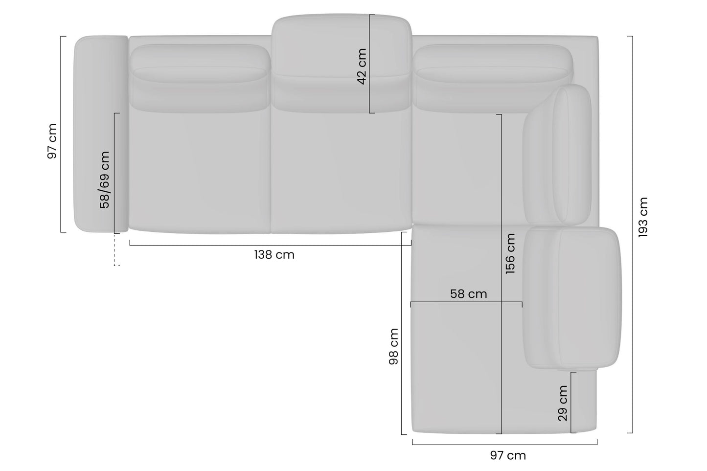 Dīvāns Mago 261/100/194 cm Sierra 744