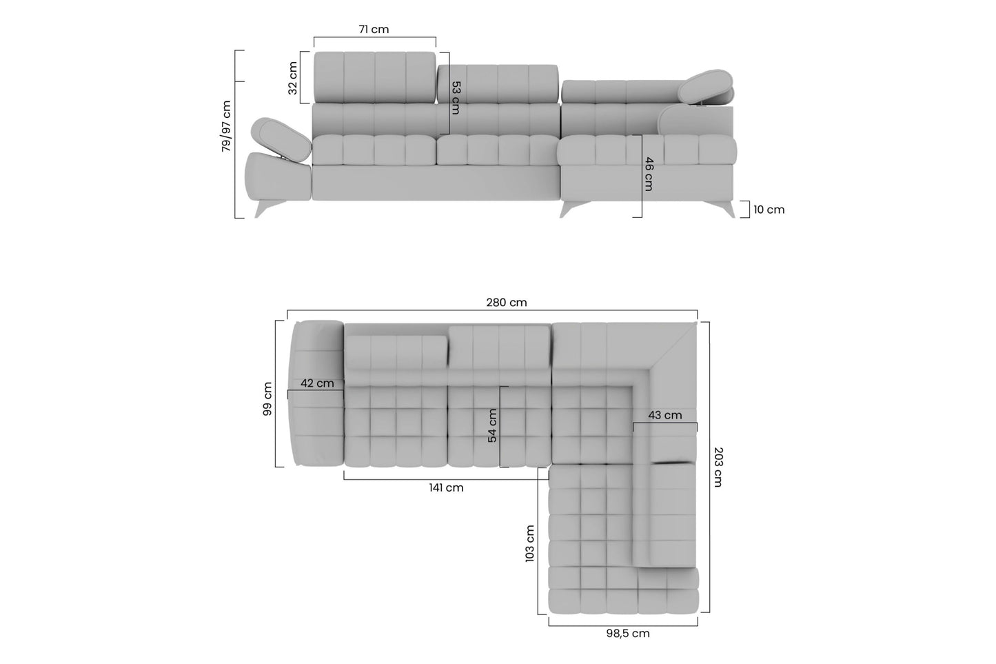 Dīvāns Valias 280/79/203 cm Zetta 305