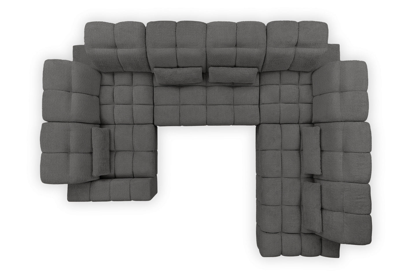 Dīvāns MARSEILLE U labā stūra dīvāns ar elektriski izvelkamu sēdekli un gulēšanas funkciju - pelēka bukle Catch Me 25 - N1 Home