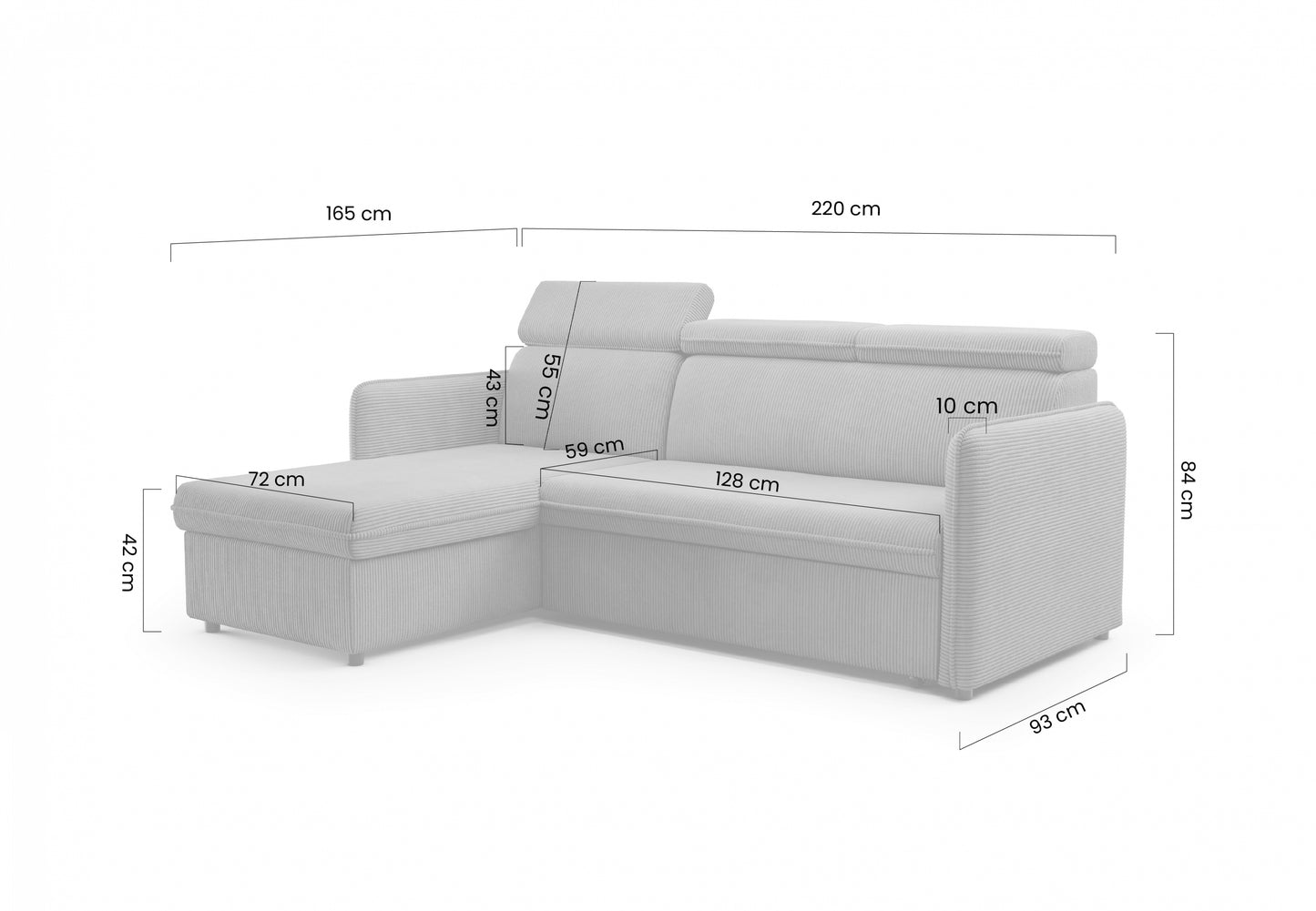 Dīvāns Barce 220/84/165 cm krēms - N1 Home