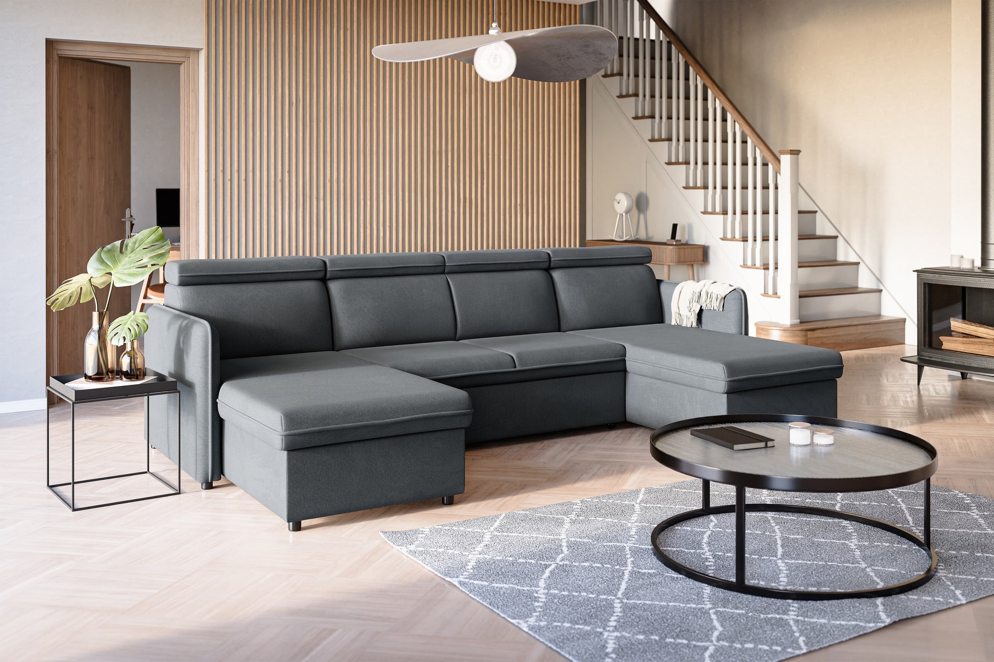 Dīvāns Barce 280/94/165 cm tumši pelēks - N1 Home