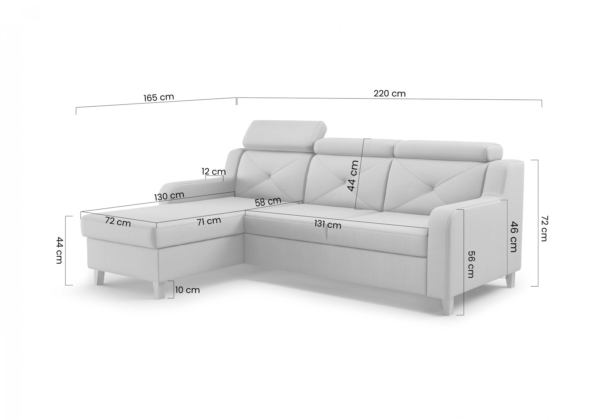 Dīvāns Laks 220/88/165 cm zils - N1 Home