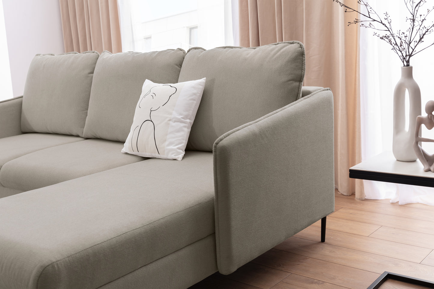 Dīvāns Tai 222/95/161 cm Loft 02/melnas kājas - N1 Home